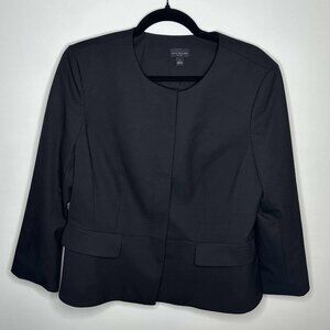 Ann Taylor Classic Black Blazer Hidden Buttons SZ 14 Made In Indonesia